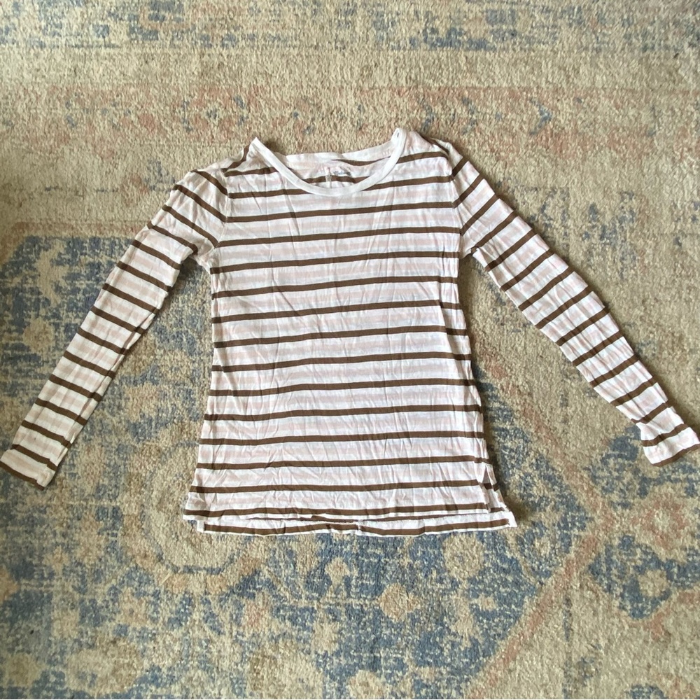 Pink and brown striped Longsleeve madewell tee - Picture 1 of 4